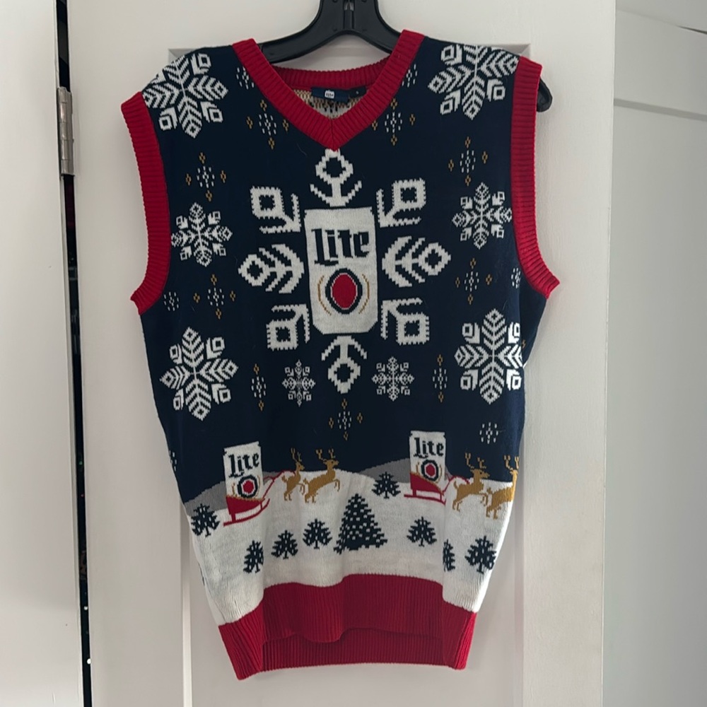 Miller Lite Ugly sweater vest small never worn